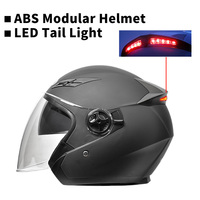Casques de moto unisexes en ABS en gros, feux arrière à LED, casques de moto, coton personnalisé, casque demi-face AD, fabricants de casques de moto