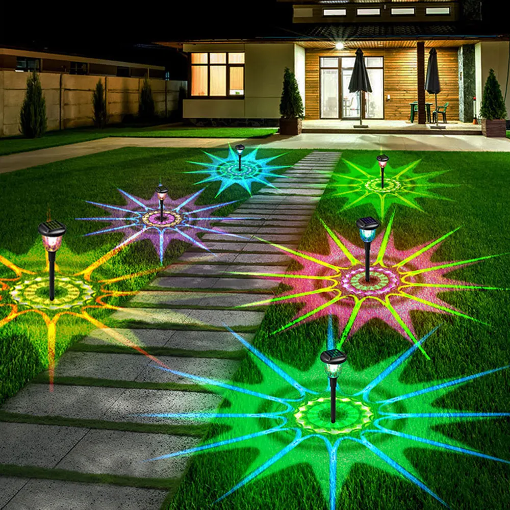 Led açık çim lambası su geçirmez IP-65 ABS plastik alev 5000K güneş fener bahçe ışıkları dekoratif Led güneş ışığı