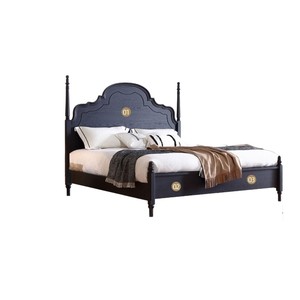 Vintage Style Solid Oak <b>Poster</b> Bed Black Double Size Hand Carved Bedroom Furniture - Product Image 5