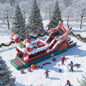 Castillo Inflable Comercial con Temática de Santa Claus, Castillo Inflable Navideño para Niños, Decoración para Fiestas y Parques de Diversiones - Product Image 1