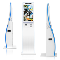 23,6 Zoll Gebogener Touchscreen All-in-One Hotel Selbstbedienungs-Kiosk Anpassbarer Bargeld-Zahlungs-Kartenspender ID-Kartenleser