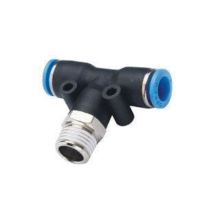 Xingyi Technology Three Way Air Hose <b>Connector</b> PB4 6 8 10 M5 01 02 03 04 Threaded T Type <b>Quick</b> Precision Pneumatic Fittings - Product Image 2