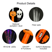 Baguettes lumineuses LED Citrouille et Crâne, 6 modes clignotants, piles incluses, pour fêtes d'Halloween, articles de fête en gros, fournitures pour la nuit de la Toussaint