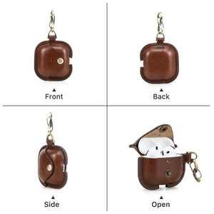 Funda de Cuero Vegano Italiano Vintage <span class=keywords><strong>OEM</strong></span> ODM para Airpod 4, Funda Protectora Antipérdida para Airpod, Compatible con Carga Inalámbrica CF1209 - Product Image 3