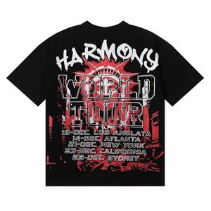 Camiseta Oversize de Algodón para Hombre, Negra con Estampado Gráfico de la Estatua de la Libertad en Rojo, Manga Corta, Estilo Vintage, Streetwear, Go - Product Image 3