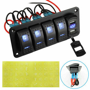 4 gang nhôm rocker bảng chuyển đổi <span class=keywords><strong>On</strong></span> Off chuyển đổi chuyển đổi với màu xanh LED, dễ dàng cài đặt 12V 24V cho thuyền xe biển - Product Image 2