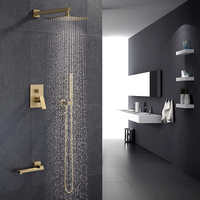 Ensemble de robinet thermostatique avec système de douche mural en laiton haute pression contemporain avec finition brossée pour baignoire