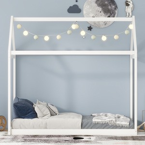 Cama Infantil Blanca con Forma de Casa, Tamaño Individual, Muebles Duraderos para Cuarto de Juegos, Cama para Niños - Product Image 2