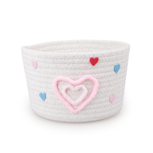 <span class=keywords><strong>Cesta</strong></span> de Regalo con Forma de Corazón Colorida, de Cuerda de Algodón, Certificada por CPC, para Baby Shower, Decoración de Cuarto Infantil, Venta al por Mayor, Personalizada - Product Image 1