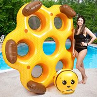 6-Personen PVC Aufblasbare 6x6FT Waben-Poolliege Strand- & See-Luftmatratze mit Rückenlehnen und Getränkehaltern