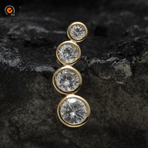 Giometal 18kt oro massiccio genuino diamante lunetta <span class=keywords><strong>Crescendo</strong></span> Top senza filettatura Daith elica Tragus Body Piercing gioielli - Product Image 4