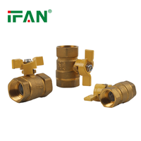 Ifan haute pression 1/2 pouces femelle fileté cuivre forgé vanne de tuyau de gaz vanne à boisseau sphérique en laiton