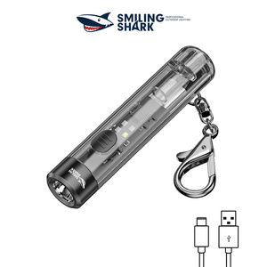 Smiling Shark Keychain <b>Flashlight</b> <b>Rechargeable</b> LED Light USB Charging Emergency Use - Product Image 1