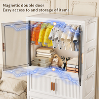 Armoire de Rangement Pliante en Plastique de Style Europééen, Fonctionnelle et Modulable, pour Chambre à Coucher (Vente en Gros)