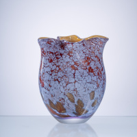 Vase craquelé style campagne française, décor lilas rouille cottagecore pour une maison vintage romantique