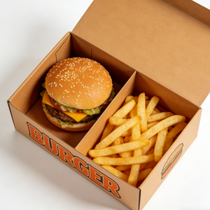 Kişiselleştirilmiş Özel Baskılı Logolu Çevre Dostu Biyobozunur Fast Food Kalitesinde Oluklu Mukavva Ambalaj Hamburger Patates Kızartması Kutusu - Product Image 4