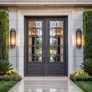 <span class=keywords><strong>Porte</strong></span> d'entrée en fer forgé à double vitrage isolant, design classique haut de gamme CBMmart - Product Image 4