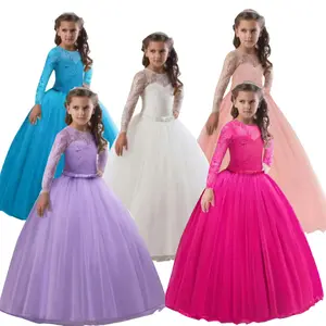 最新时尚欧洲智能休闲刺绣生日派对儿童9岁女孩的孩子婚纱