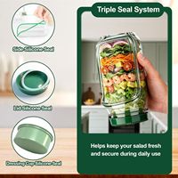 Boîte à salade personnalisée sans BPA avec compartiment à vinaigrette à ouverture latérale, récipient à salade pour micro-ondes, portable pour le bureau/le pique-nique/les voyages