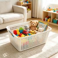 Panier de rangement en plastique épais multi-usages avec poignées, bac organisateur pour collations, jouets, articles divers, panier de rangement ménager