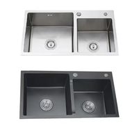 Robinet de cuisine moderne pour double évier avec filtre de vidange en acier inoxydable, idéal pour salle et chambre