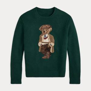 Suéter de Punto Grueso 7GG para Hombre, Estilo Preppy Vintage, con Jacquard de Oso, Diseño Retro con Estampado Animal, Mezcla de Lana, para Invierno - Product Image 1