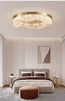 Plafonnier rond en résine de luxe léger en cuivre massif, style post-moderne simple, luminaire principal pour salon, chambre principale, bureau