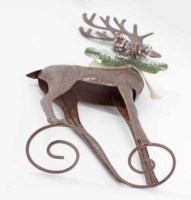 Décoration de Noël Animée Classique Fini Brillant, Renne en Fer, Figurine Artisanale d'Extérieur, Jouet, Marque YINGTU, 14x11.25 Pouces