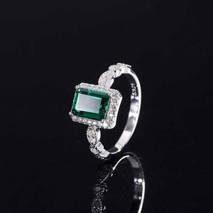 Wholesale Jewelry S925 Silver Artificial Emerald <strong>Ruby</strong> Yellow Diamond Set <strong>Ring</strong> Main <strong>Stone</strong> 6*8 - Product Image 5