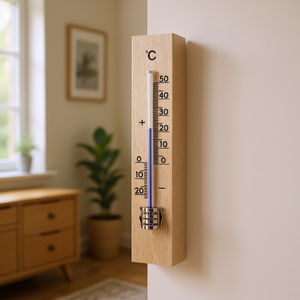 เครื่องวัดอุณหภูมิห้องไม้ 15x2.6 ซม. แบบเซลเซียส สำหรับใช้ภายในอาคาร - Product Image 3