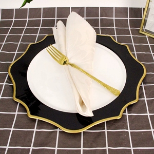 Assiettes de présentation élégantes pour mariages, assiettes à fruits à bordure dorée irrégulière pour la décoration de table de réception de mariage et centre de table - Product Image 2