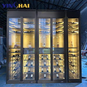 נירוסטה מותאמת אישית הבנויה מרתף יין פרטי סלון בגדלים שונים יין מסך ויסקי ארון יין אדום - Product Image 2