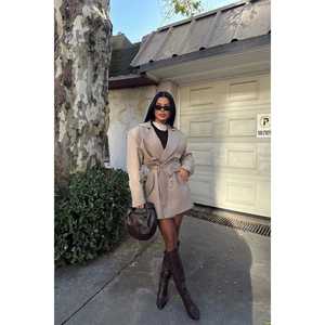 Gabardina Cruzada Vintage Alessandro para Mujer, Tela Vaquera, Cierre con Cinturón, Algodón Impermeable, Estampado para Primavera y Otoño - Product Image 4