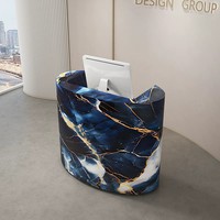 Bureau de réception octogonal moderne de luxe sur mesure en MDF avec éclairage LED, design autoportant pour bureaux et espaces commerciaux