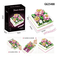 Jouet de construction de fleurs en micro-particules à assembler soi-même pour filles, ensemble de blocs de construction, boîte de rangement ouverte, décoration de la maison, cadeau