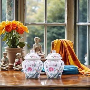 Urna Cineraria Personalizzata <span class=keywords><strong>in</strong></span> Porcellana Blu e Bianca <span class=keywords><strong>Stile</strong></span> Retrò con Logo Personalizzato per Regalo Commemorativo Animale Domestico - Promozione Alta Qualità - Product Image 4