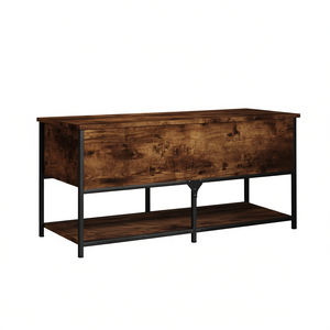 Banc de rangement en bois d'ingénierie chêne fumé, 2 étagères, meuble à chaussures, style industriel moderne, pour salon - Product Image 1
