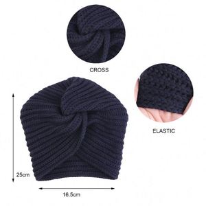 Bonnet Turban Tricoté en Acrylique Chaud d'Hiver Personnalisé avec Logo pour Femme, Motif Croisé, Idéal pour l'Extérieur - Vente en Gros - Product Image 3