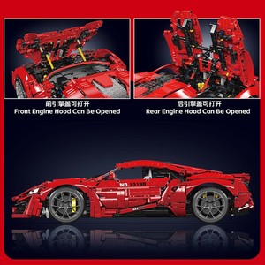 Yuxing Model King 13190 Sports Car Building <b>Blocks</b> Educational Assembly Toy for Ages 8-13 Years 50 Pieces <b>Plastic</b> Red Color - Product Image 4
