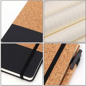 New Products Ideas Business 2026 Custom Logo A5 Business Notebook Combined Cork PU Leather Color Block Meeting Diary <b>Pen</b> Holder - Product Image 3