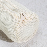 Sac de rangement en maille de coton à fond rond avec logo personnalisé, idéal pour le bowling, le badminton, ou comme pochette cadeau à cordon de serrage