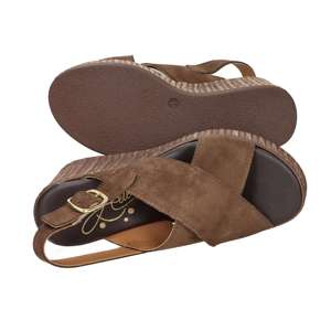 Sandalias de Plataforma con Cuña para Mujer, Color Marrón, Tacón de 38 cm, con Tiras Cruzadas - Product Image 6