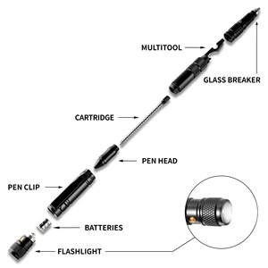 Stylo multifonction portable étanche pour l'autodéfense, l'évasion et la protection contre les agressions, cadeau d'affaires pour femmes, tête en acier tungstène, camping - Product Image 2