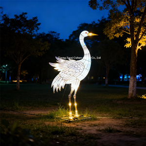 Personalizzato rosso incoronato lanterna tradizionale uccello cinese LED impermeabile decorazione riutilizzabile per feste culturali di natale giardino - Product Image 2