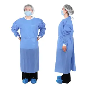 YINSHUN Blue Level 2 SMS 40gsm Non-Woven Material Latex-Free Gowns, Universal Size PPE Gowns Disposable