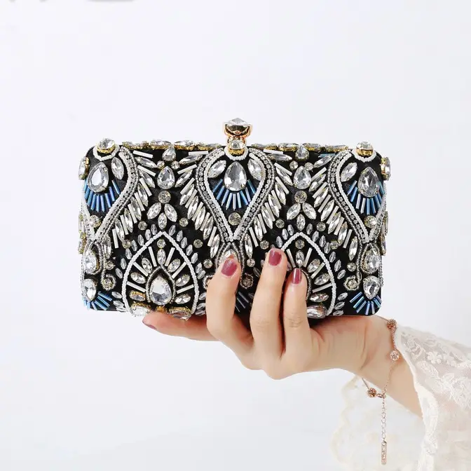 European style 3 colors fashion 2020 evening party small beaded clutch