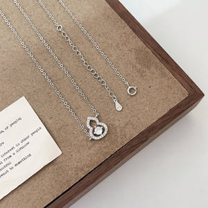 925 Sterling <b>Silver</b> Platinum-Plated Gourd Pendant <b>Necklace</b> <b>for</b> <b>Women</b> - Stylish Sweet Dainty Luxury Jewelry - Product Image 4