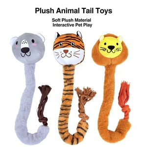 Juguete interactivo de tira y afloja para mascotas, juguete chirriante para limpiar y masticar los dientes, juguete para aliviar el aburrimiento con cola larga, suministros para mascotas - Product Image 1