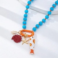 Collar de Verano con Colgante de Resina Hecho a Mano, con Cuentas en Forma de Pez, Estrella de Mar y Corazón, Estilo Moderno