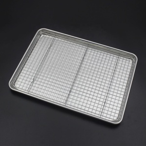 Mezzo foglio di alluminio <span class=keywords><strong>teglia</strong></span> <span class=keywords><strong>con</strong></span> cremagliera Set di cottura in metallo vassoio di cottura per il nome della torta <span class=keywords><strong>con</strong></span> <span class=keywords><strong>griglia</strong></span> di raffreddamento - Product Image 4